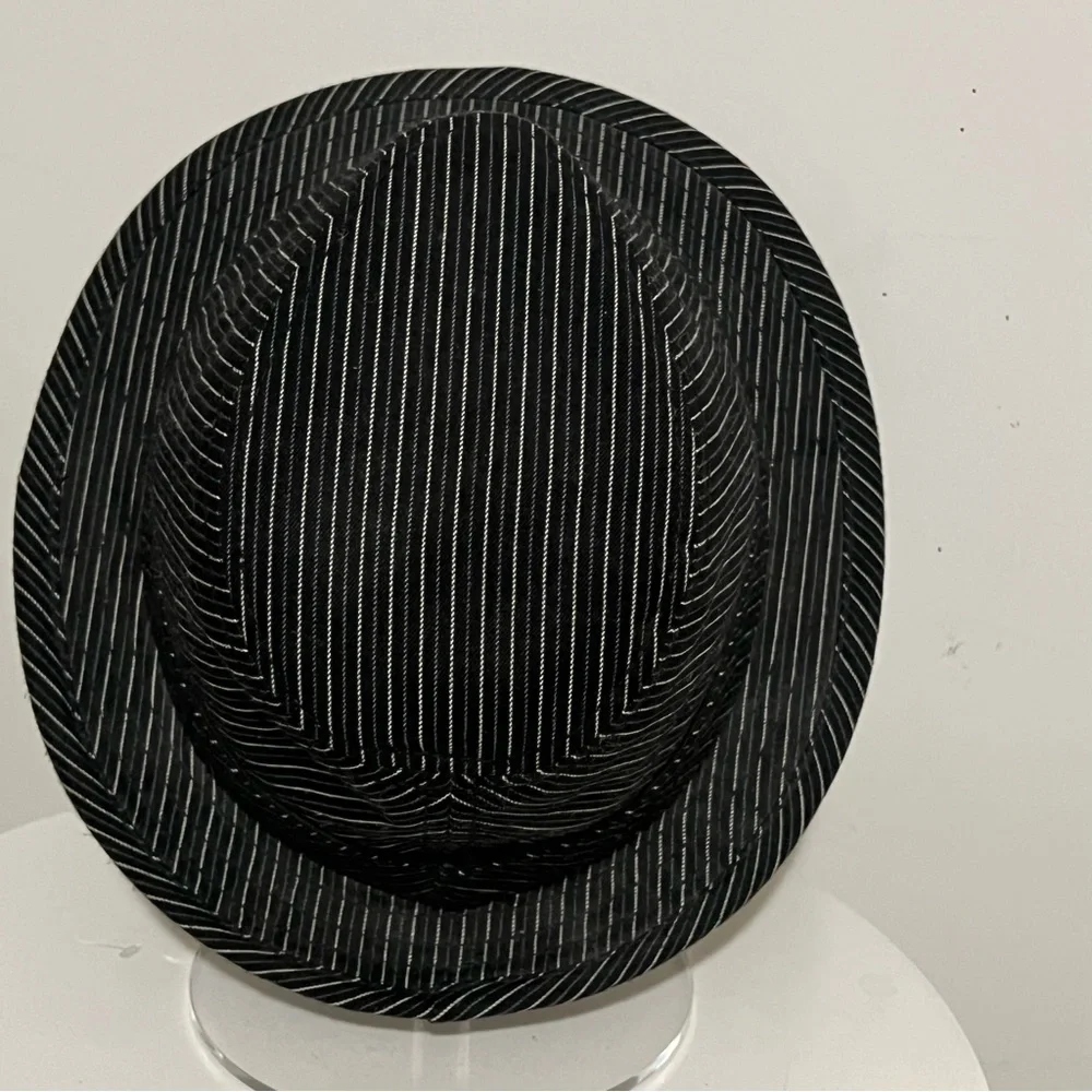 Ben Sherman Black Pinstripe Fedora Hat